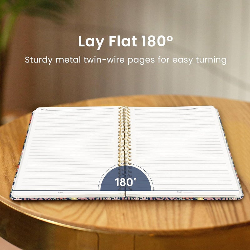 Taja Spiral Journal Notebook for Women, Pretty Hardcover Lined Notebook for Work & Note Taking, Aesthetic Cute Journal for Writing, 140 Pages, 5.8"x8.3", Petite Blooms - Image 4